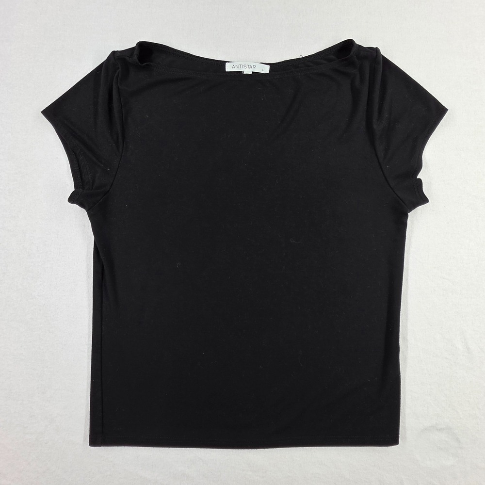 Antistar Black Baby Tee Tshirt Womens L Vtg 90s Style Form Fit